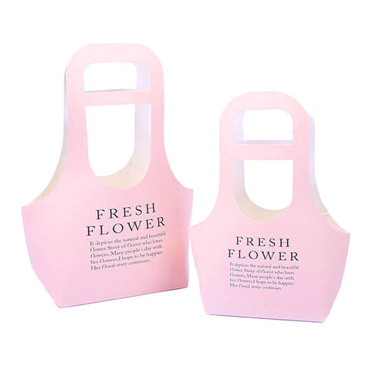 Sacoșe din hârtie Fresh Flower - roz (set 10 buc)