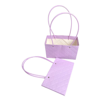 Sacoșe dreptunghiulare model romburi cu mâner - mov (set 10 buc)