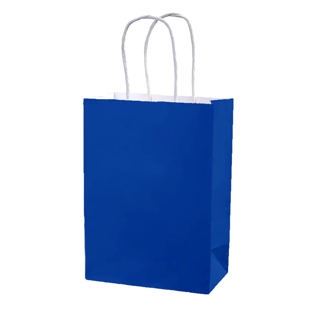 Sacoșe hârtie cu mâner răsucit - albastru (set 12 buc)