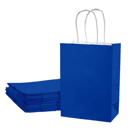 Sacoșe hârtie cu mâner răsucit - albastru (set 12 buc)