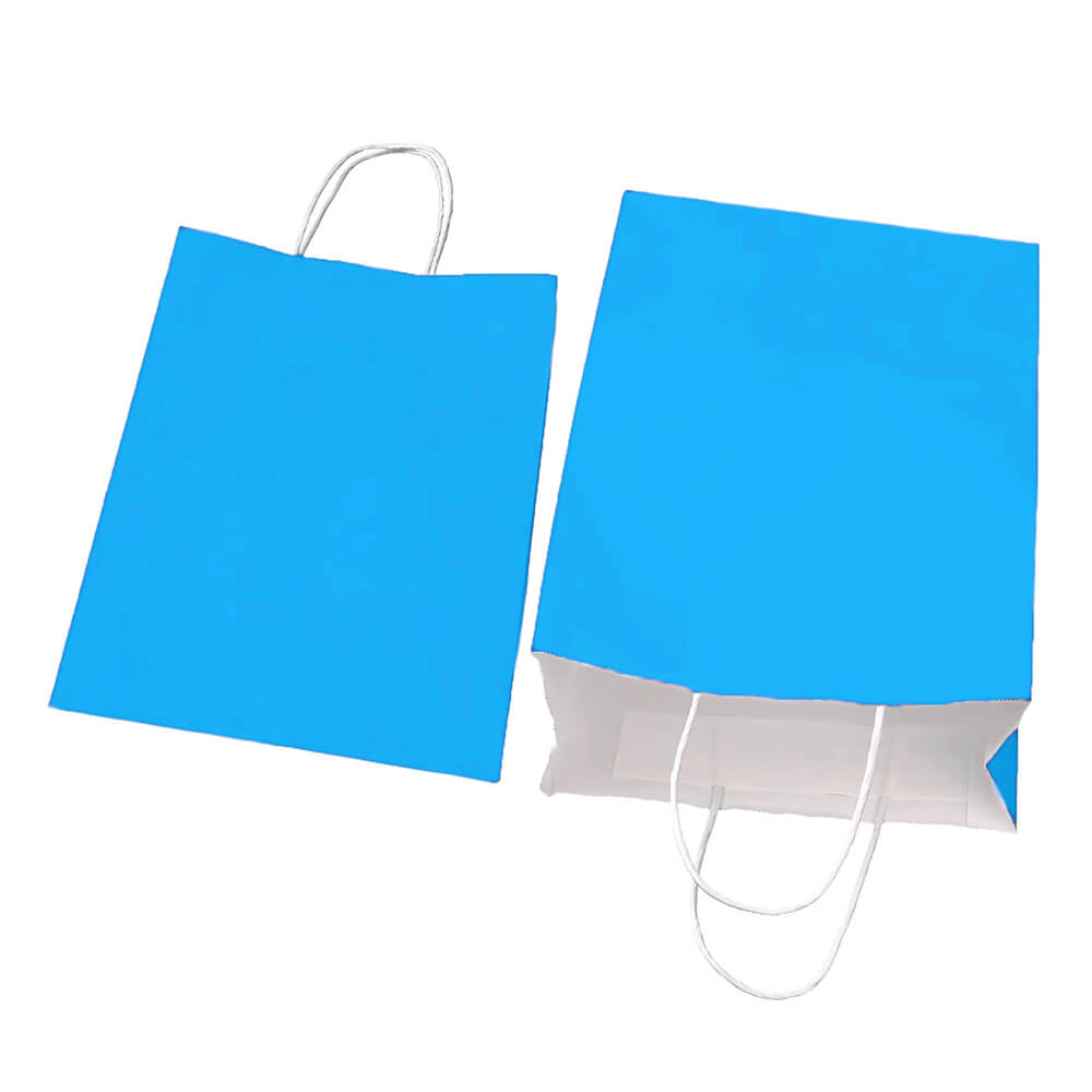 Sacoșe hârtie cu mâner răsucit - bleu (set 12 buc)