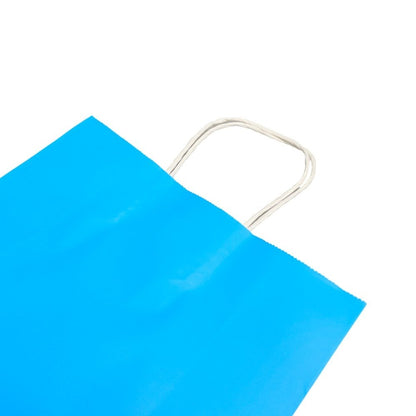Sacoșe hârtie cu mâner răsucit - bleu (set 12 buc)