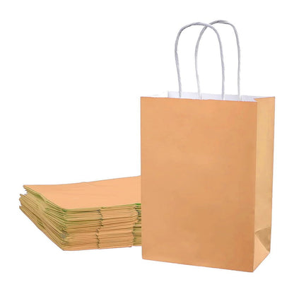 Sacoșe hârtie cu mâner răsucit - kraft deschis (set 12 buc)
