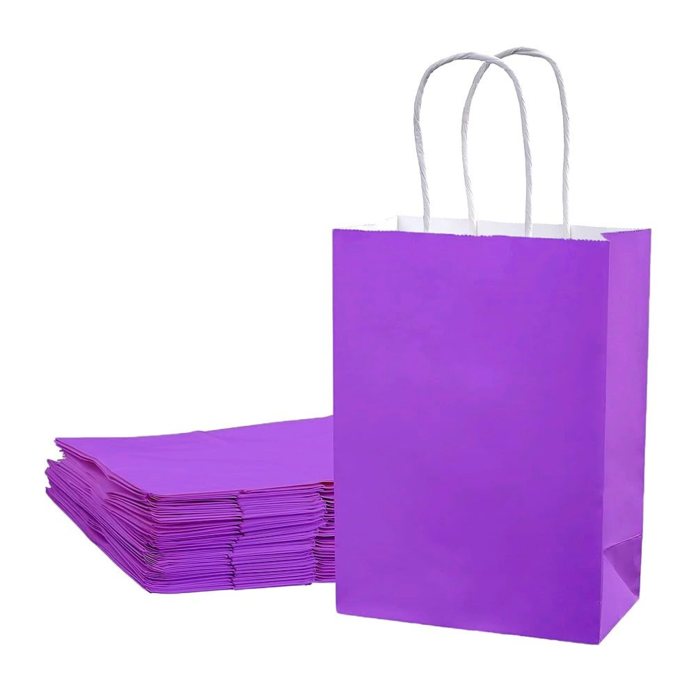 Sacoșe hârtie cu mâner răsucit - mov (set 12 buc)