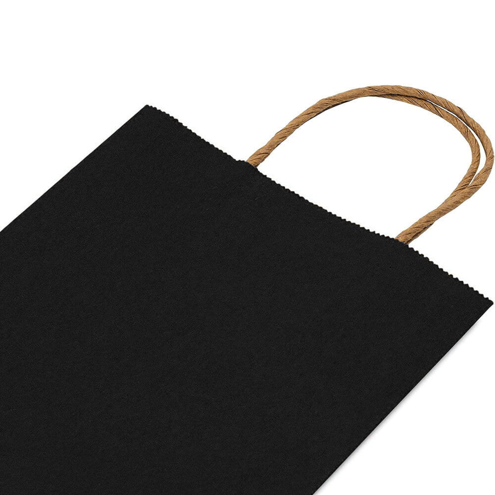 Sacoșe hârtie cu mâner răsucit - negru (set 12 buc)