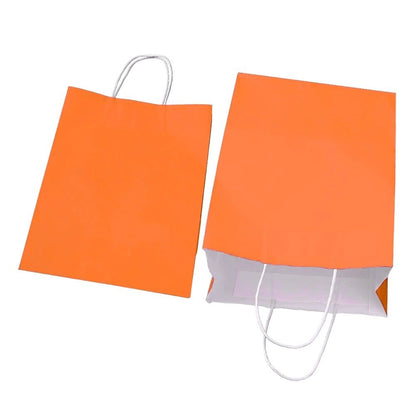 Sacoșe hârtie cu mâner răsucit - portocaliu (set 12 buc)