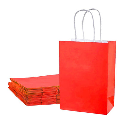 Sacoșe hârtie cu mâner răsucit - Roșu (set 12 buc)