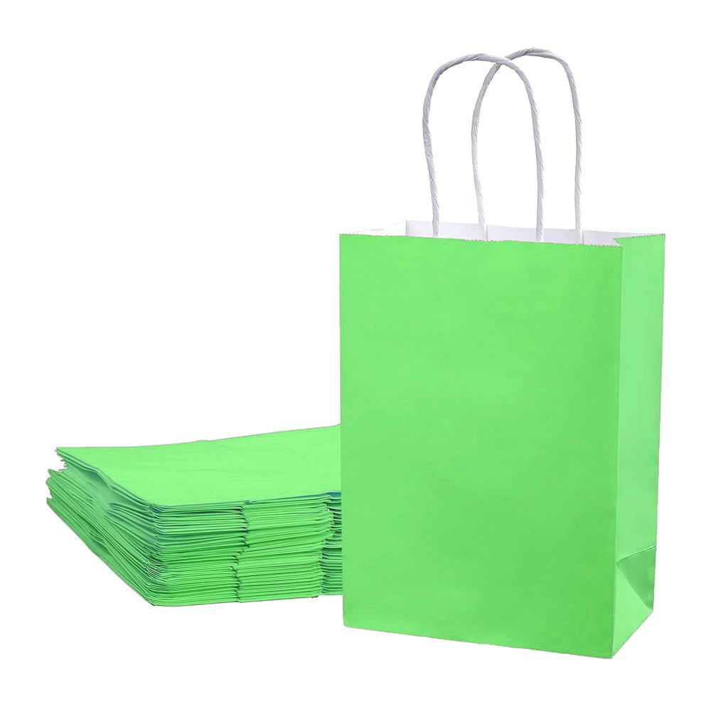 Sacoșe hârtie cu mâner răsucit - verde (set 12 buc)