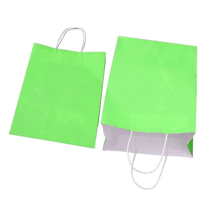Sacoșe hârtie cu mâner răsucit - verde (set 12 buc)