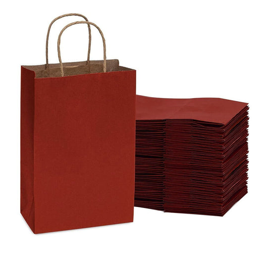 Sacoșe hârtie cu mâner răsucit - vișiniu (set 12 buc)