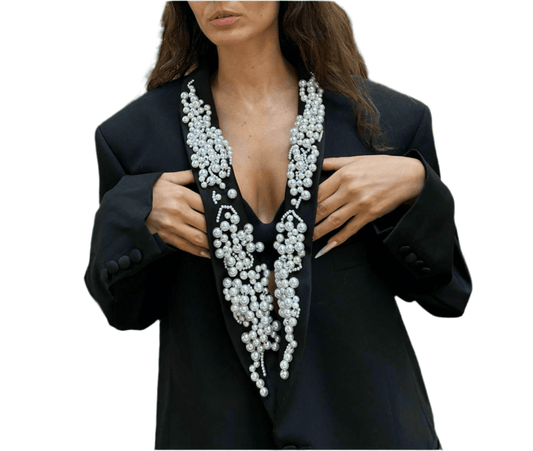 Sacou accesorizat manual cu perle