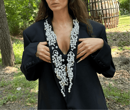 Sacou accesorizat manual cu perle