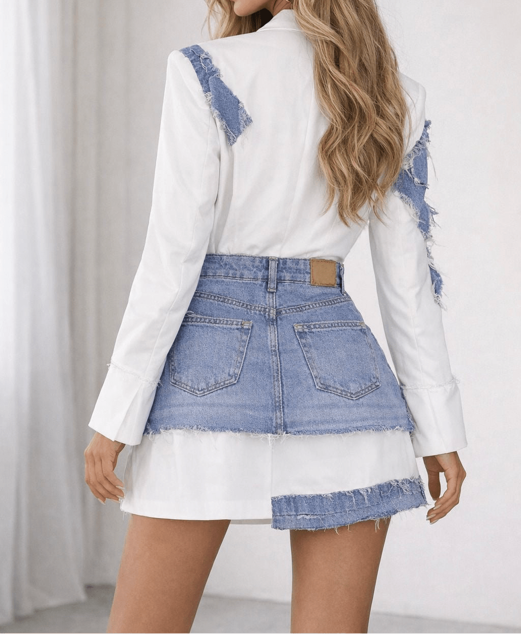 Sacou handmade cu fusta denim