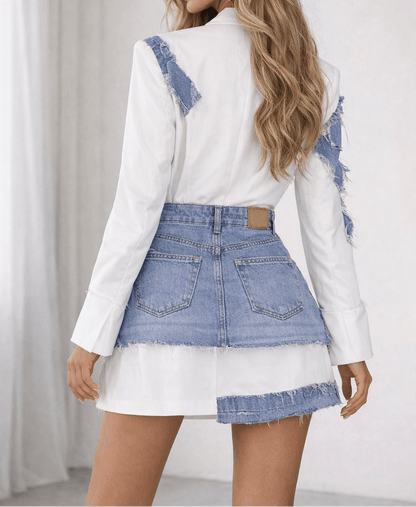 Sacou handmade cu fusta denim