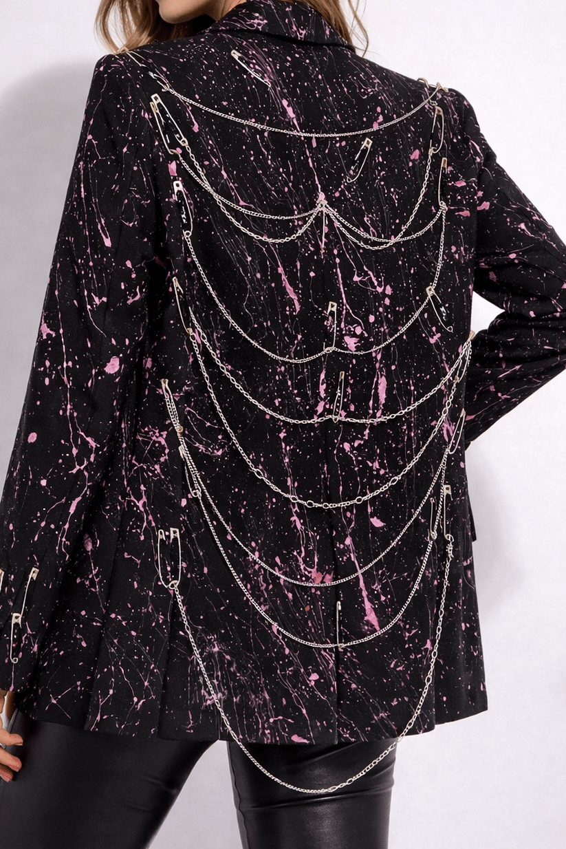 Sacou Pink Splash cu lanturi