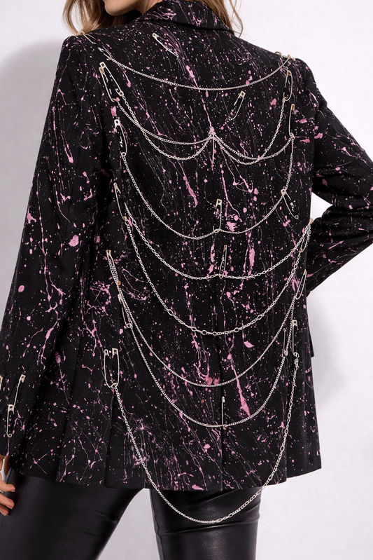 Sacou Pink Splash cu lanturi