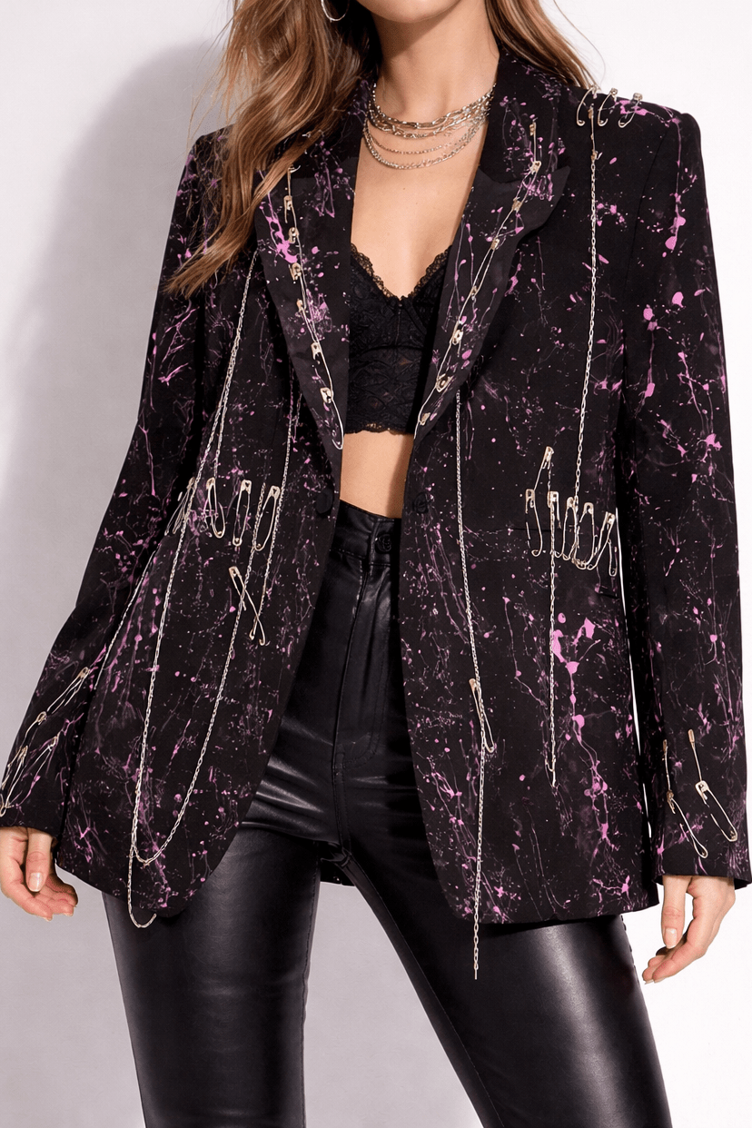 Sacou Pink Splash cu lanturi