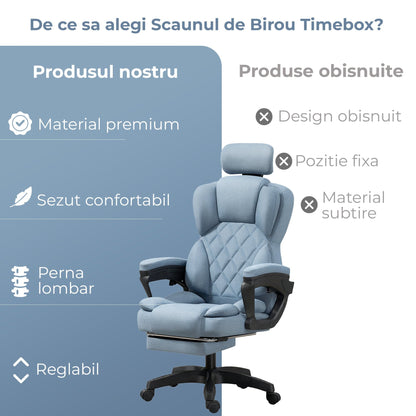 Scaun de Birou cu Masaj Timebox, 125°, Reglabil pe Inaltime, Turcoaz