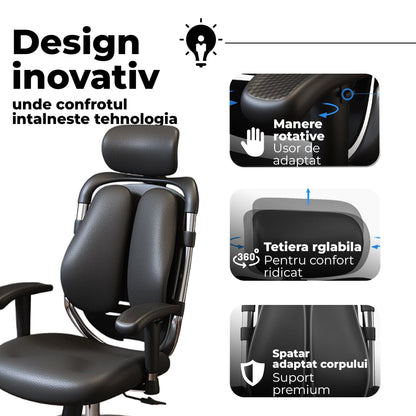 Scaun Ergonomic de Birou Timebox, Cotiere 3D, Tetiera Reglabila 3D, Negru