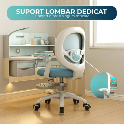 Scaun Reglabil pentru Copii, Model Ergonomic cu Spatar Confortabil, Albastru