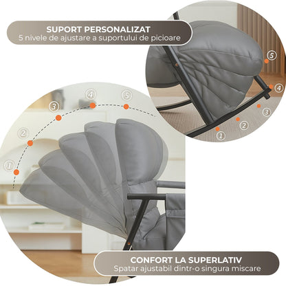 Scaun Balansoar Reglabil Timebox, Buzunar Lateral, Gri