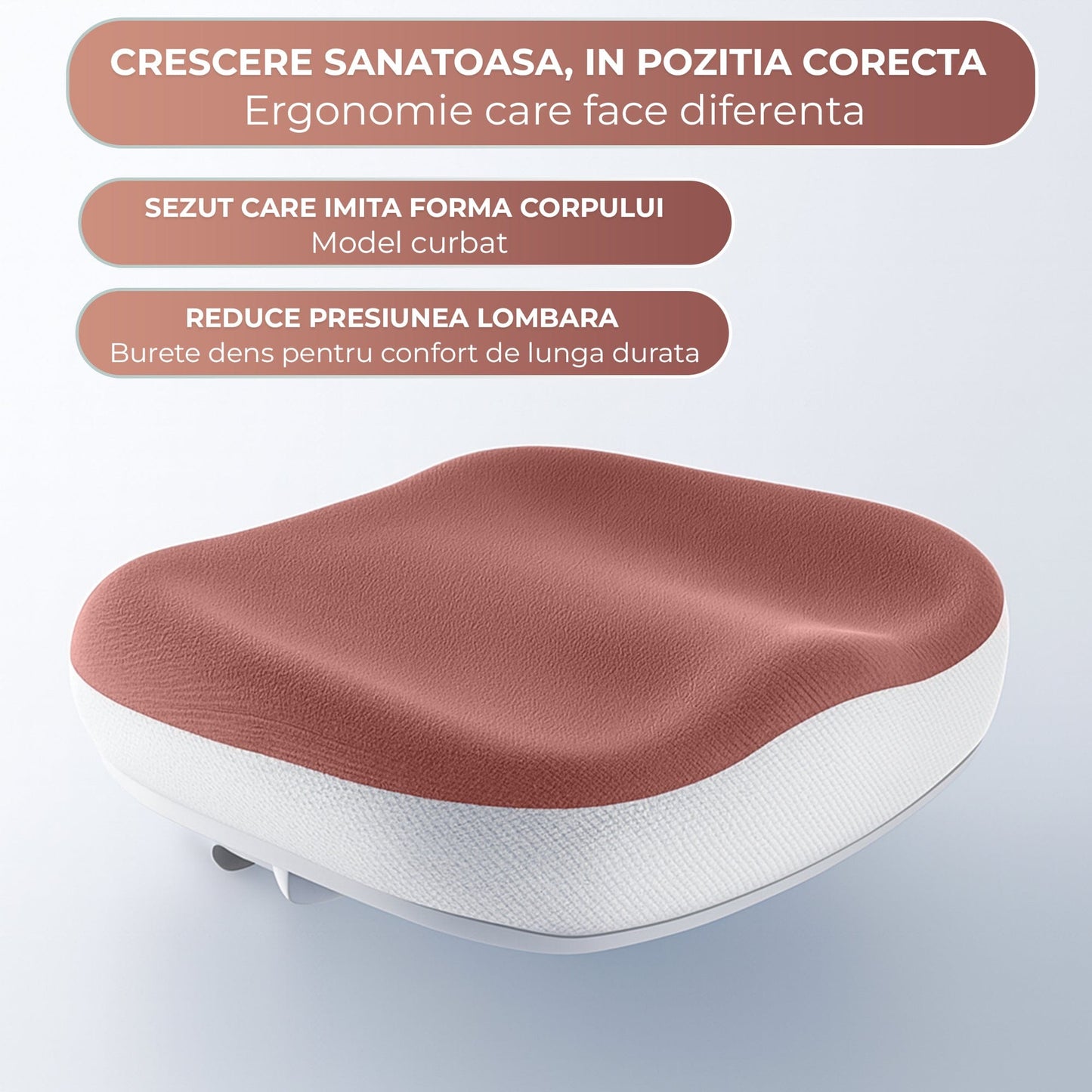 Scaun ergonomic copii 3-12 ani, Rglaj inaltime, Brate rabatabile, Roti auto-blocante, Roz