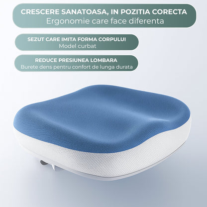 Scaun ergonomic copii 3-12 ani, Rglaj inaltime, Brate rabatabile, Albastru