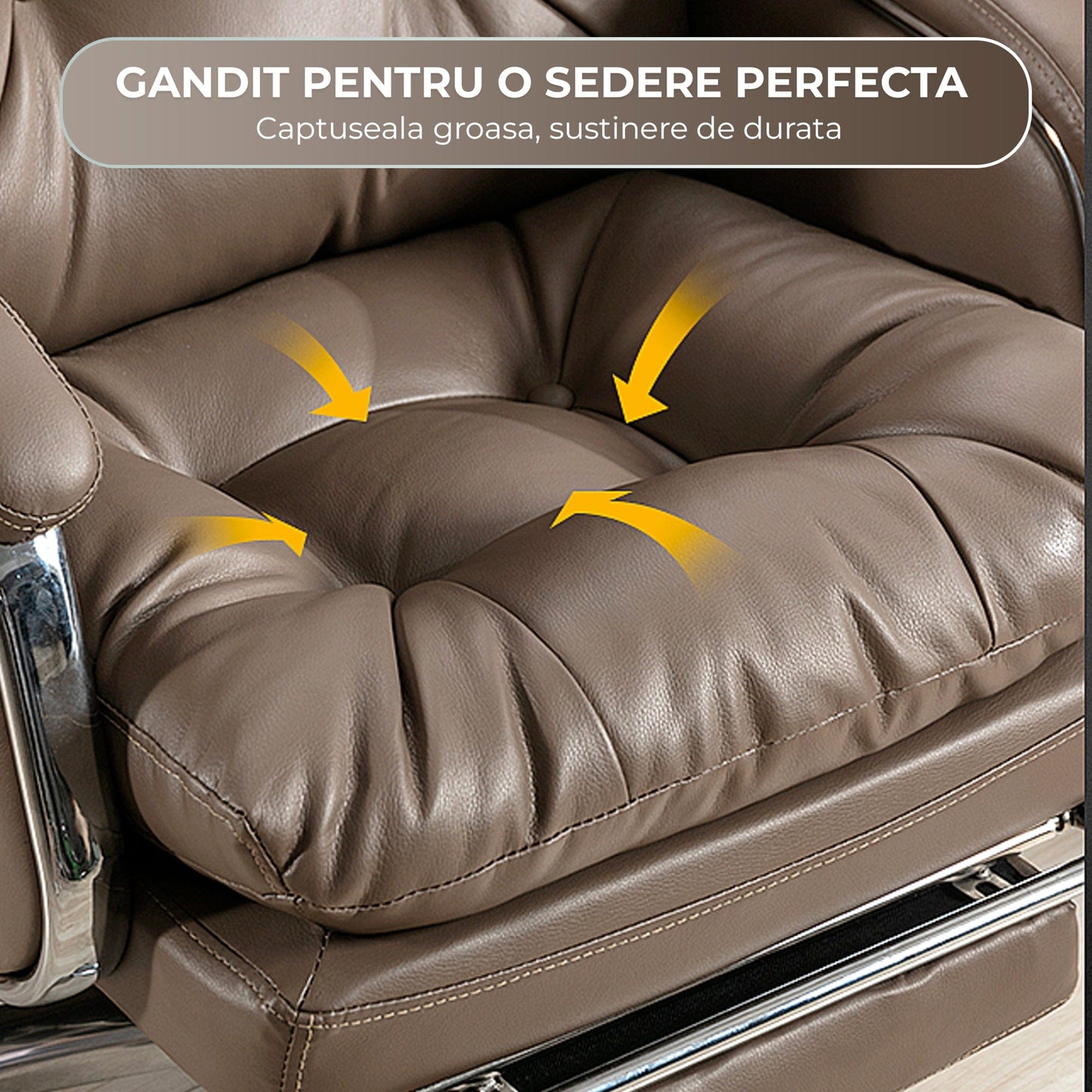 Scaun de Birou Ergonomic cu Masaj in 7 Puncte, 155°, Piele Premium, Maro