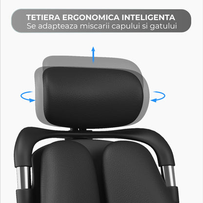 Scaun Ergonomic de Birou Timebox, Cotiere 3D, Tetiera Reglabila 3D, Negru