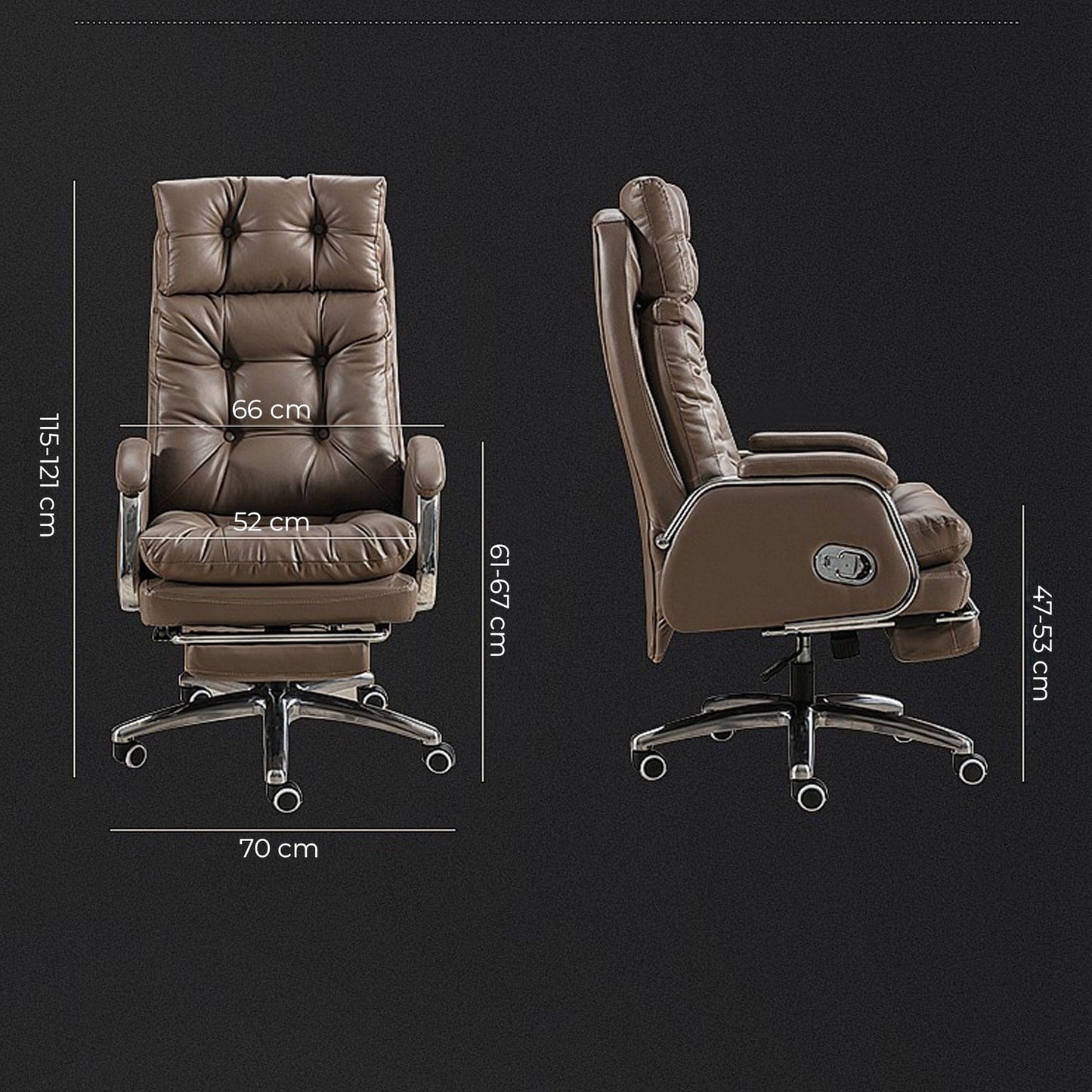 Scaun de Birou Ergonomic cu Masaj in 7 Puncte, 155°, Piele Premium, Maro