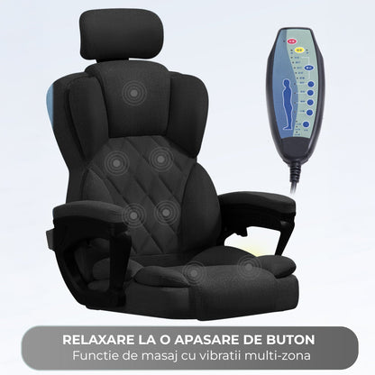 Scaun de Birou cu Masaj Timebox, 125°, Reglabil pe Inaltime, Negru