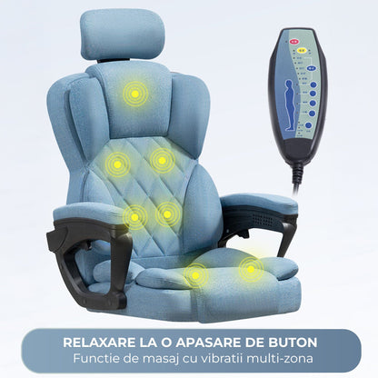 Scaun de Birou cu Masaj Timebox, 125°, Reglabil pe Inaltime, Turcoaz