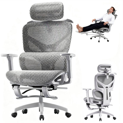 Scaun birou ergonomic Timebox, Tetiera, 4D armrest, Gri