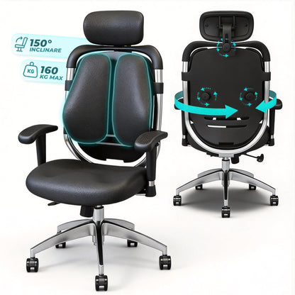 Scaun Ergonomic de Birou Timebox, Cotiere 3D, Tetiera Reglabila 3D, Negru