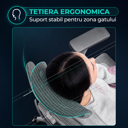 Scaun ergonomic Timebox, Cotiere 4D, pana la 150 kg, 150°, Gri
