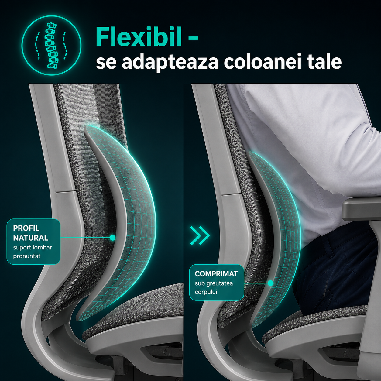 Scaun ergonomic Timebox, Cotiere 4D, pana la 150 kg, 150°, Gri