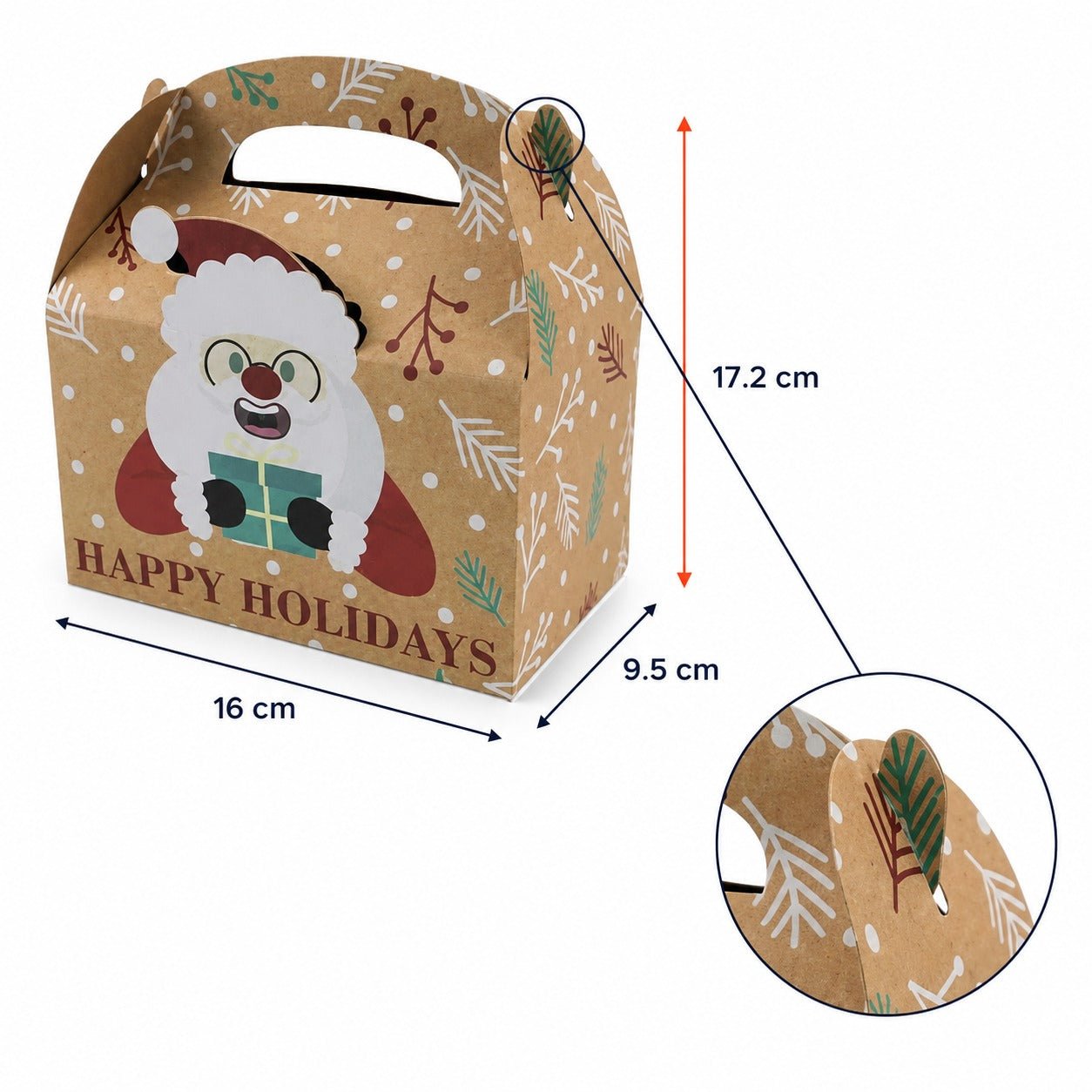 Set 12 cutii Crăciun 4 modele cu mâner - kraft