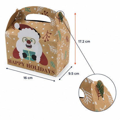 Set 12 cutii Crăciun 4 modele cu mâner - kraft