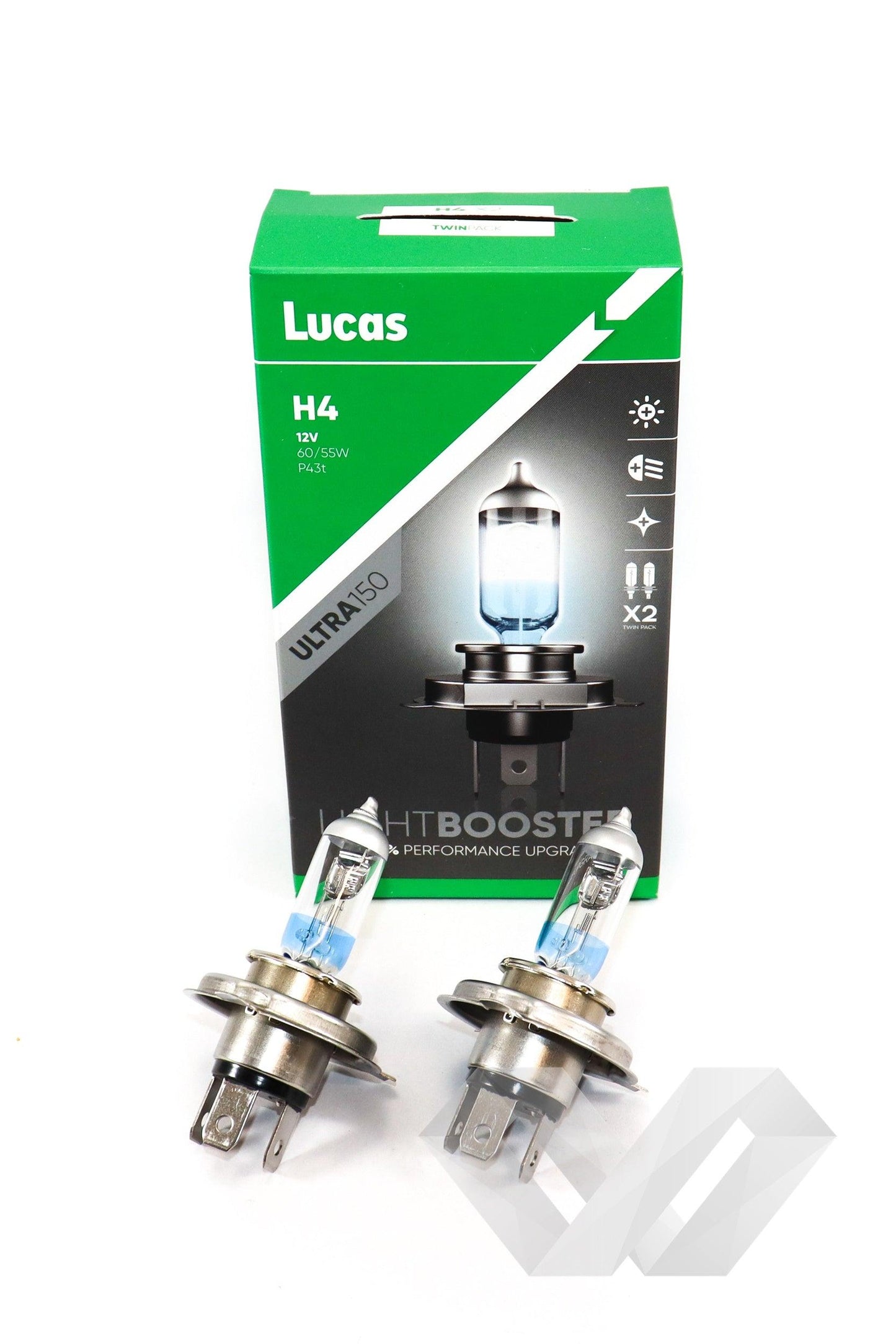 Set 2 becuri auto Lucas H4, 12V +150%