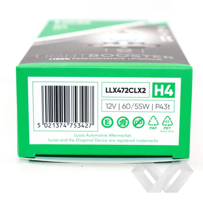 Set 2 becuri auto Lucas H4, 12V +150%