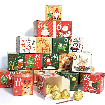 Set 24 cutii pătrate diferite pentru Crăciun 7x7x7cm