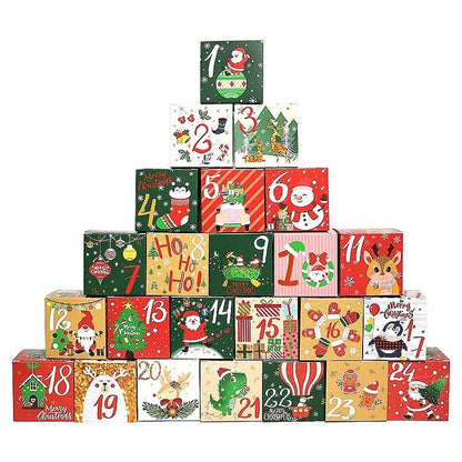 Set 24 cutii pătrate diferite pentru Crăciun 7x7x7cm