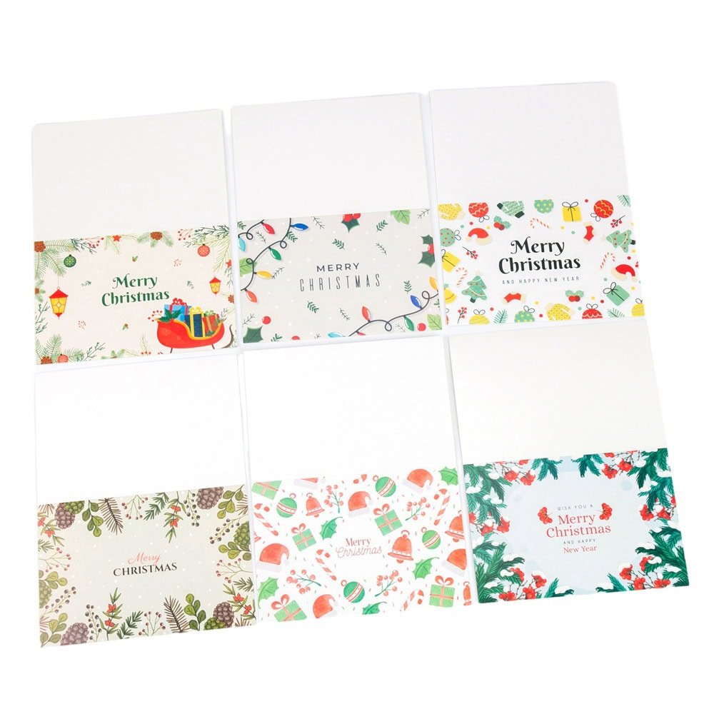 Set 6 felicitari de Crăciun cu plic și stickere aleatorii - model 4