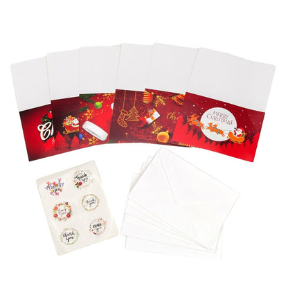 Set 6 felicitari de Crăciun cu plic și stickere aleatorii - model 5