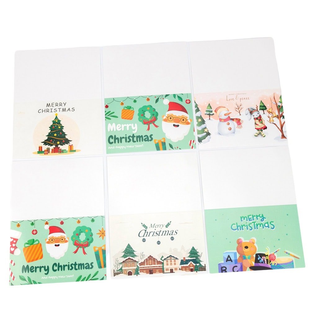 Set 6 felicitari de Crăciun cu plic și stickere aleatorii - model 6