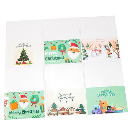 Set 6 felicitari de Crăciun cu plic și stickere aleatorii - model 6