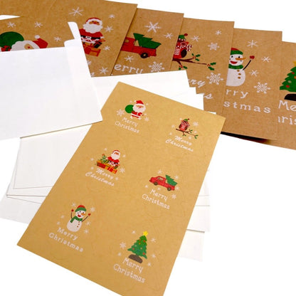 Set 6 felicitări de Crăciun cu sticker și plic - kraft 7x10.5cm