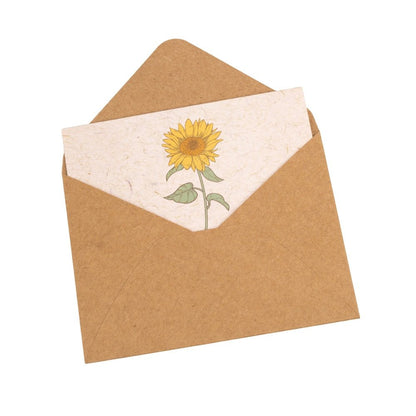 Set 6 felicitări diferite model floral cu text și sticker - bej