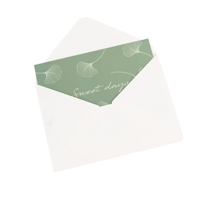 Set 6 felicitări diferite model floral cu text și sticker - verde