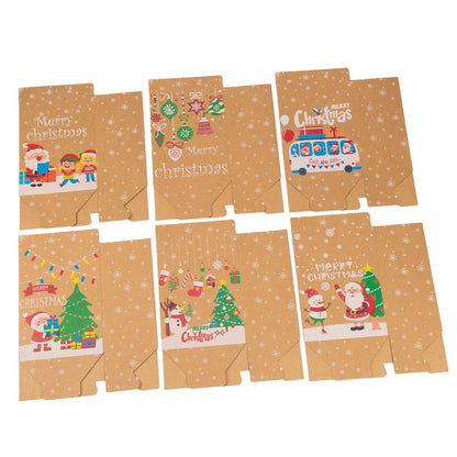 Set 6 pungi modele diferite de Crăciun cu mâner textil - kraft